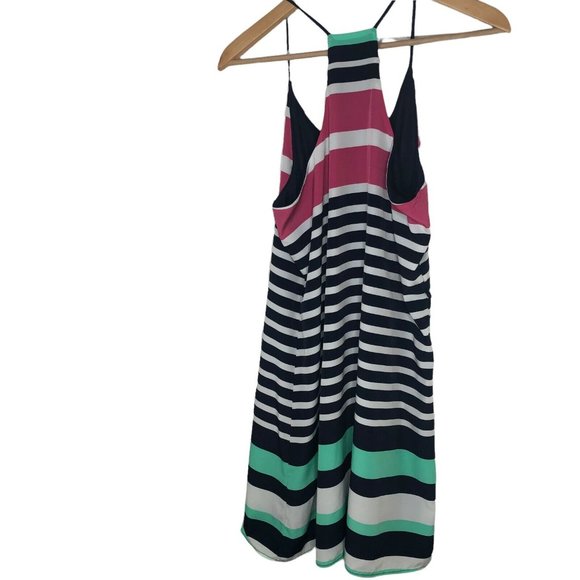 Bo Bel Multicolored Striped Dress Halter Tank Summer Style Lined Size M - Picture 6 of 6